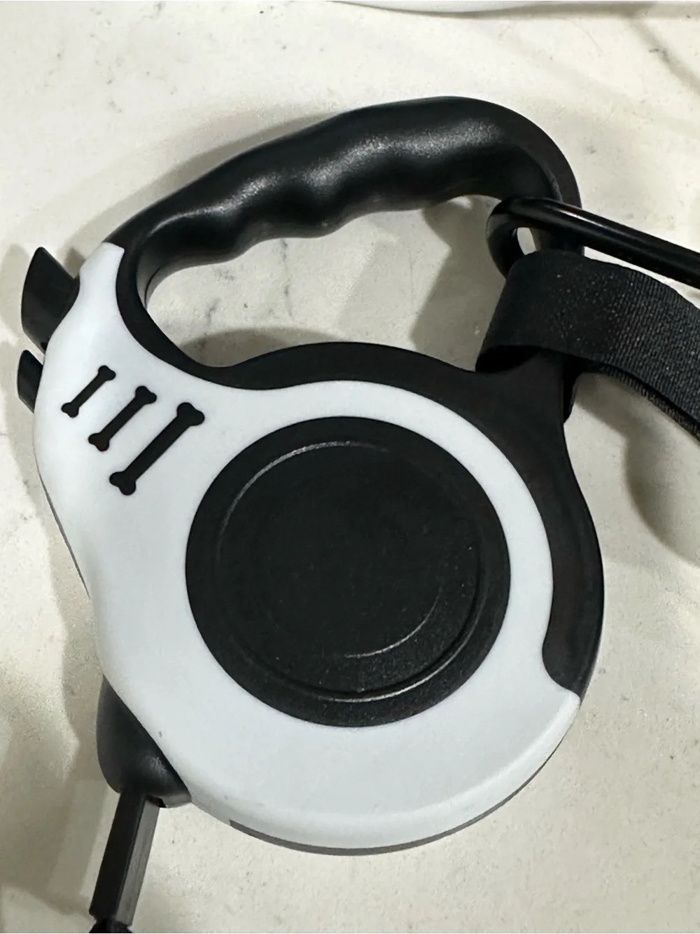 Retractable Dog Leash with Bone Waste Bag Dispenser - Black & White
